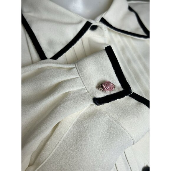 Koret Blouse Women's Sz 10 Vintage Cream Long Sleeve Semi Sheer Top Button Front - Picture 4 of 9